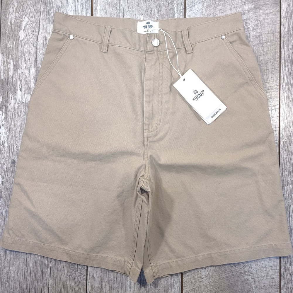 Reigning Champ Shorts Men Size 32 Tan Canvas Standard Fit Utility Workwear